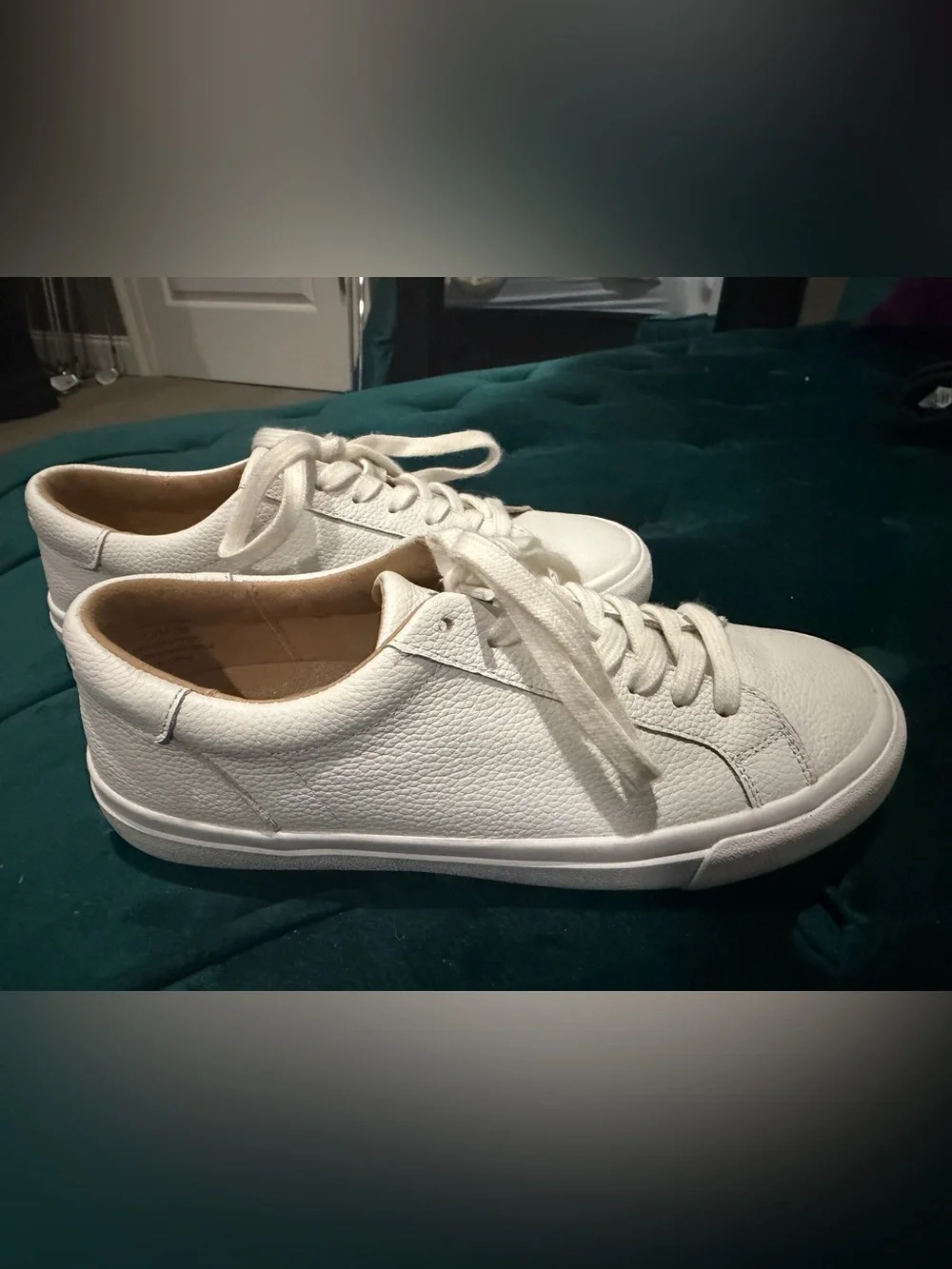 Classic White Textured Leather Sneakers